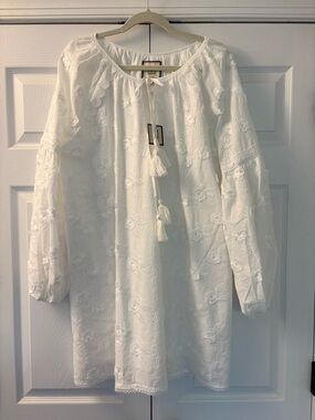 BELL Alicia Bell White Embroidered Beach Cover-Up Tunic